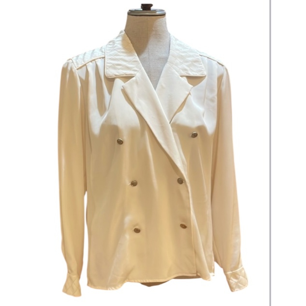 Vintage Josephine double breasted tuxedo blouse long sleeve button-down collar